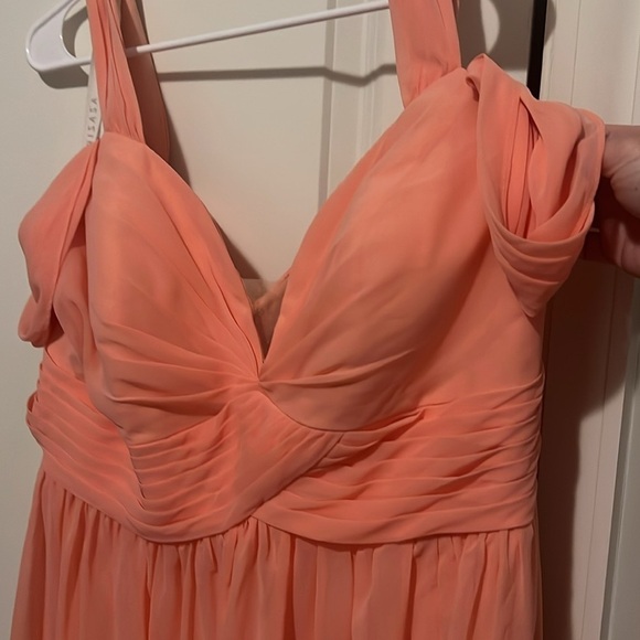AZAZIE LIANNE Coral A-Line Off the Shoulder Chiffon Dress size A20 Plus - Picture 4 of 9